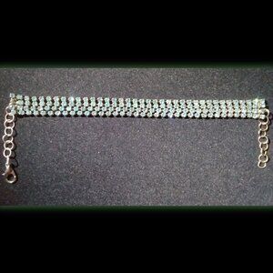 Long Silver Blue Jeweled Bracelet